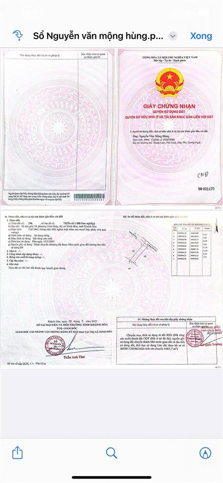 Bán gấp đất thổ cư trung tâm thị xã ninh hòa, giá chốt nhanh chỉ 6tr/m2, có phân lô