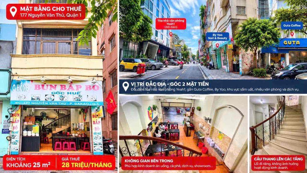 CHO THUÊ MẶT BẰNG KINH DOANH NGUYỄN VĂN THỦ, QUẬN 1 – VỊ TRÍ ĐẸP, 2 MẶ