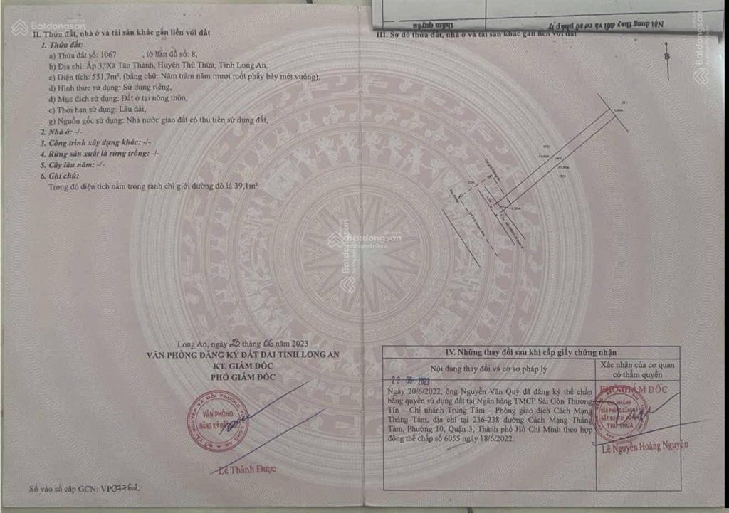1066m2 có 551m2 thổ mặt tiền nhựa tỉnh lộ 818 xe công thoải mái giá 4 tỷ