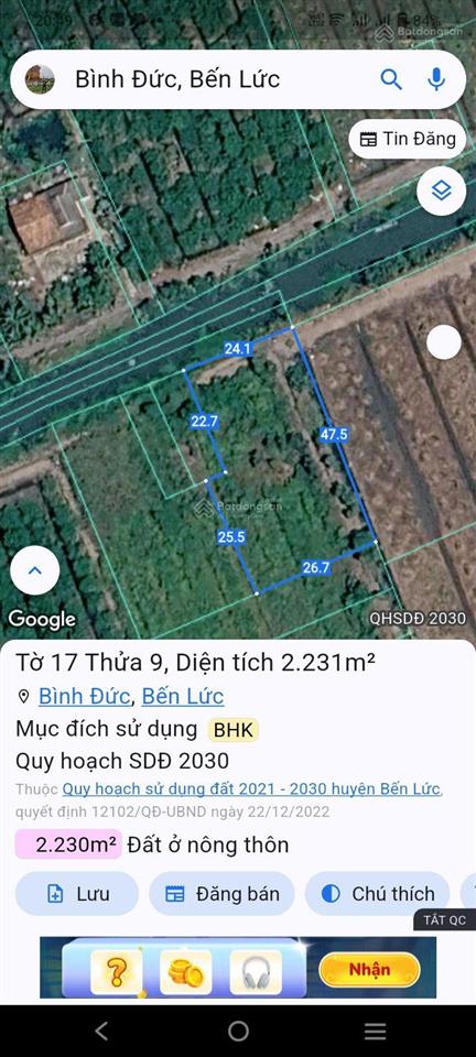 Đất vườn kích thước đẹp 21x46m =1220m2 giá chỉ 1tỷ100 đất view kênh lớn lên được thổ