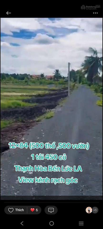 1006m2 có 500m2 thổ 506m2 vườn giá chỉ 1 tỷ 400 view kênh cực đẹp nhà cửa xung quanh điện nước gần