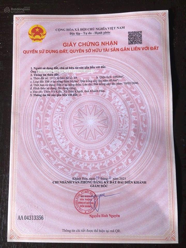 Bán lô đất đẹp thôn võ kiện xã diên an