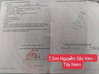 Chính chủ bán đất đường 7,5m nguyễn sắc kim  hòa xuân  hướng tây nam , sạch đẹp, giá tốt nhất