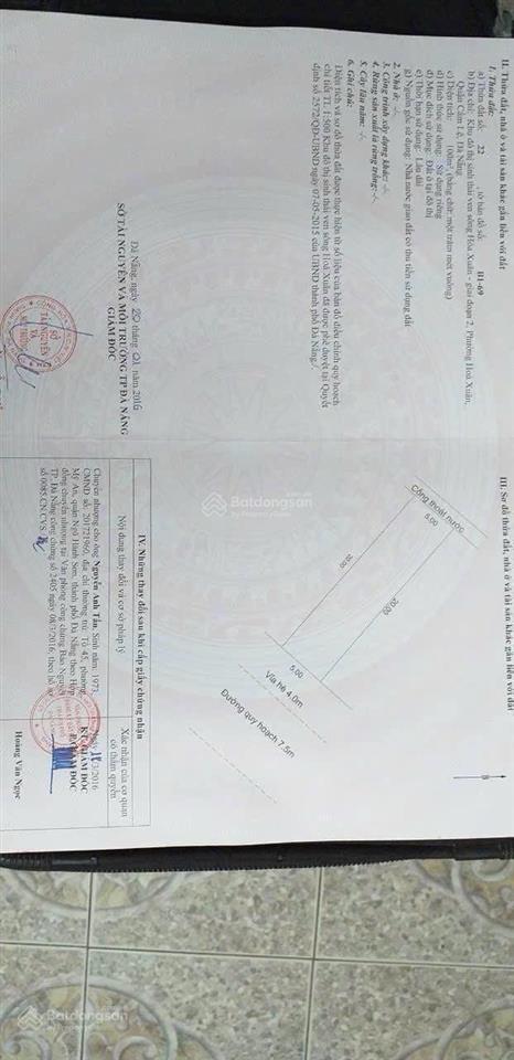 Chủ gởi bán đất đường 7,5m bích khê  hòa xuân  đà nẵng  100m2  hướng đông nam, view trường học