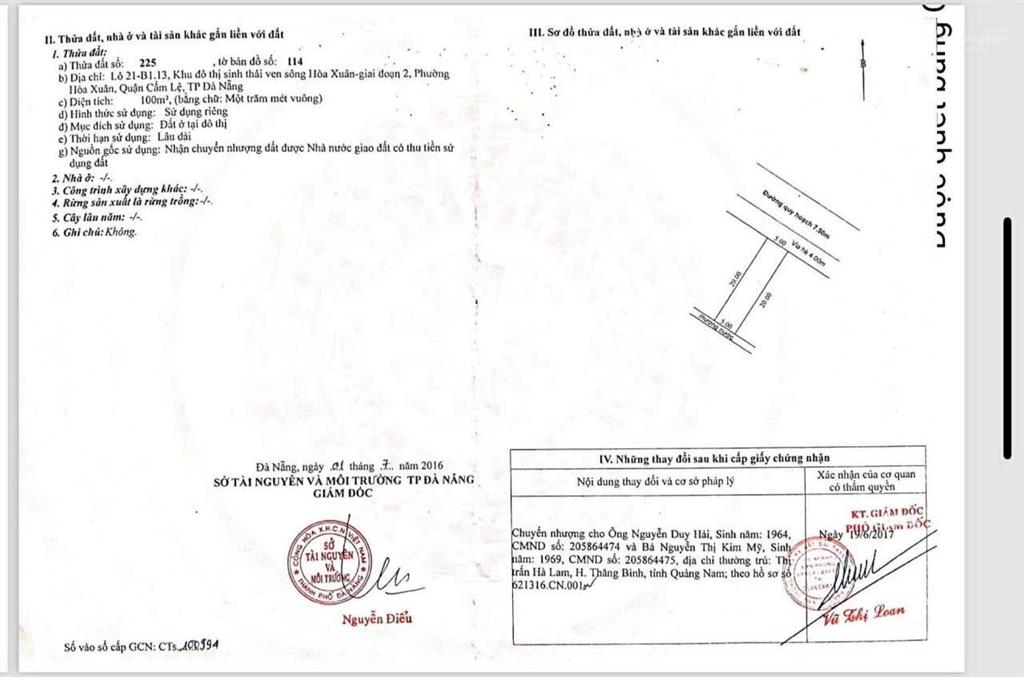 Bán đất đường 7,5m diệp minh châu  hòa xuân  hướng đông bắc, giá tốt thị trường