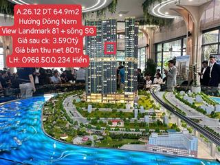 Chính chủ cần bán căn 2pn 2wc căn hộ a&t saigon riverside view landmark 81, view trực diện sông sg