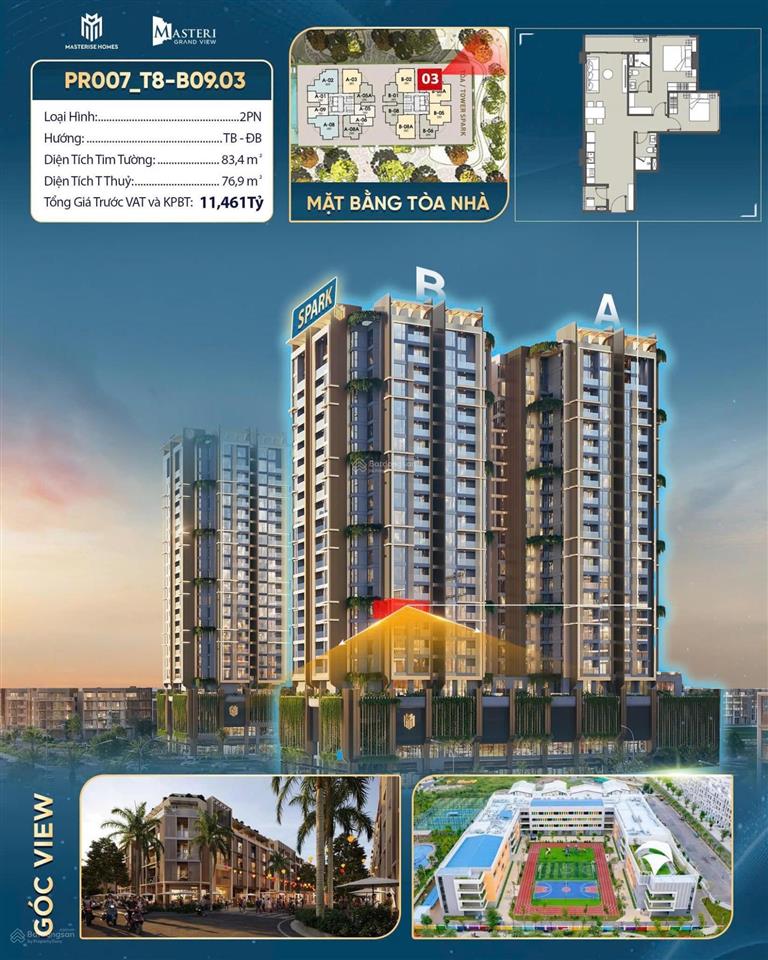 Mở bán căn hộ masteri grand view cuối năm 2026 nhận nhà, ký hdmb trực tiếp với cdt, chiết khấu 16%