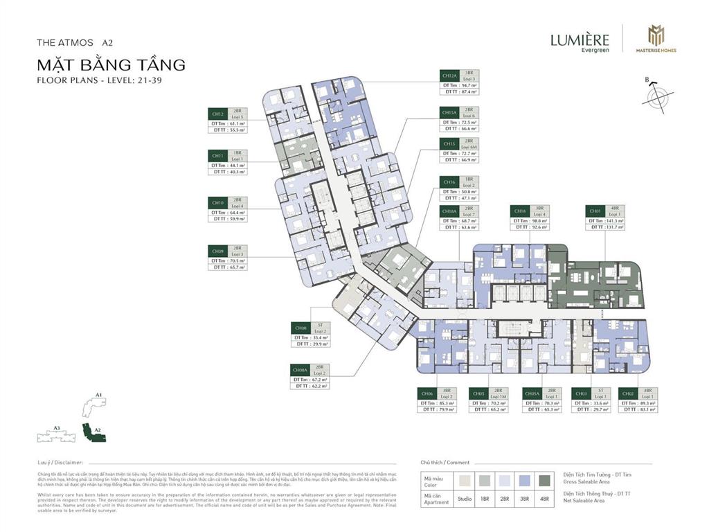 Bán cc tại lumiere evergreen  smart city diện tích 80m², 3pn, 2wc, ban công thoáng mát