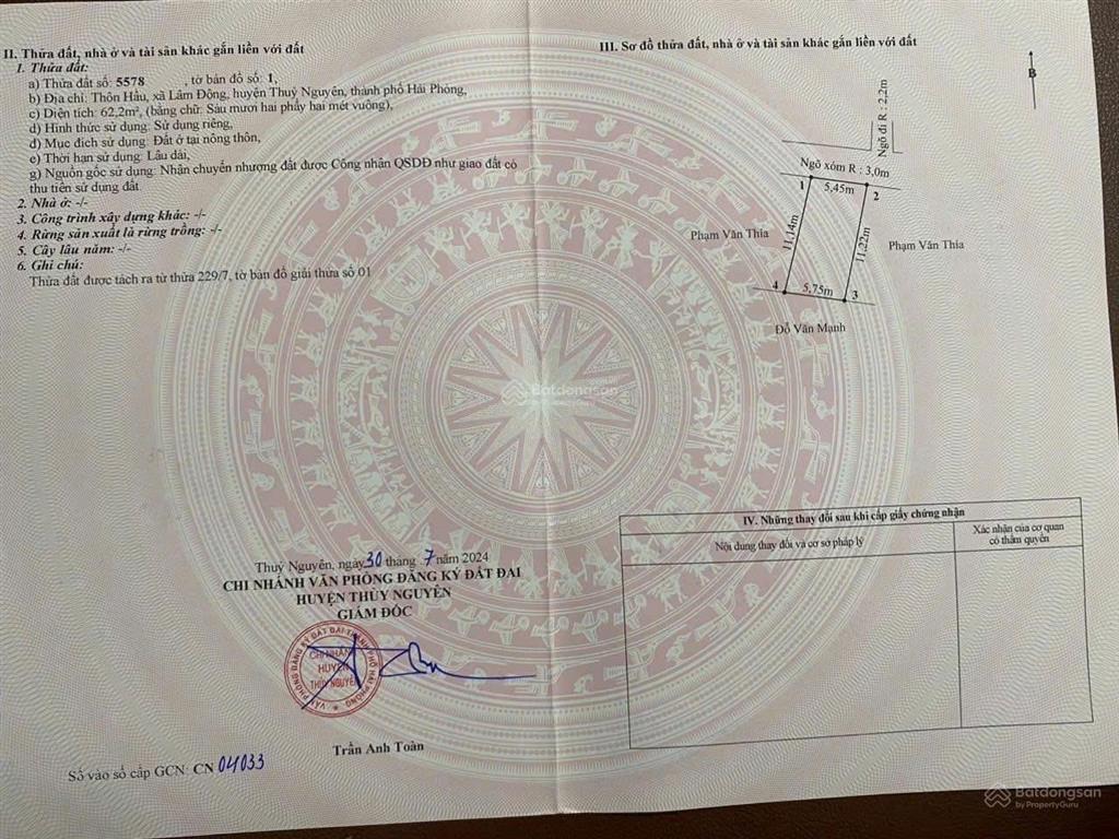 Bán đất lâm động  ô tô thông  giá chỉ 1,6tỷ