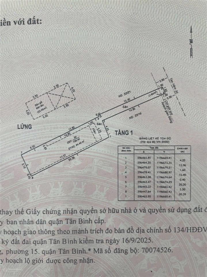Đất dài 35m nguyễn sỹ sách cộng hòa trường chinh ga t3 chỉ 7.7 tỷ  dòng tiền tốt