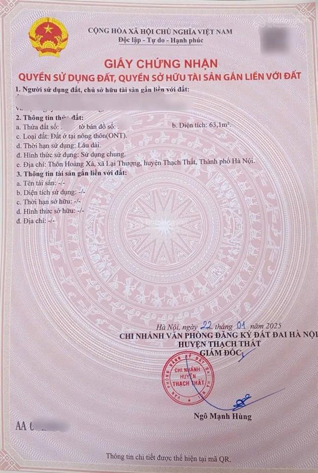 Bán đất thổ cư giá tốt hoà lạc