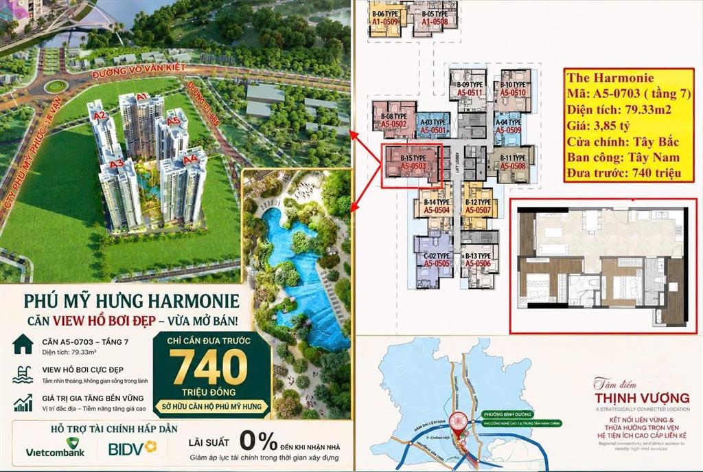 Mở bán giỏ hàng căn 2pn vị trí góc  view hồ bơi siêu đẹp tại dự án harmonie phú mỹ hưng bình dương