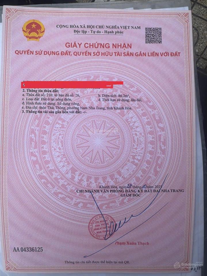 Chủ kẹt tiền cần bán lô đất thái thông vĩnh thái nay thuộc phưởng nam nha trang ngay nha trang xưa