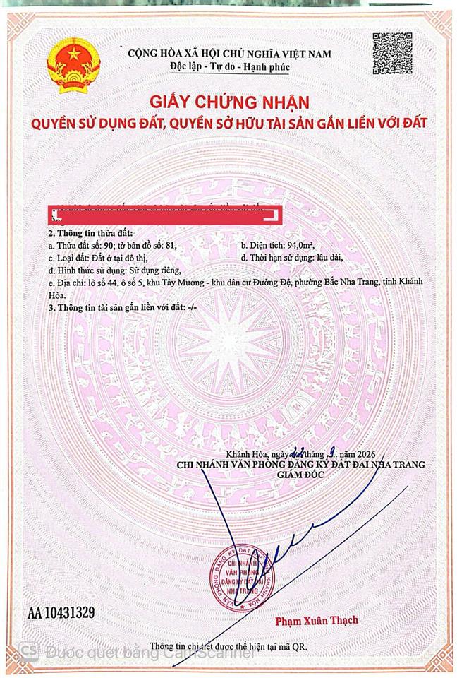 Bán lô đất hòn xện, đường đệ vĩnh hoà, đối diện công viên giá ngộp cần bán gấp