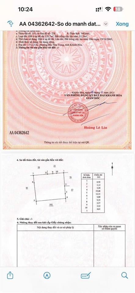 Bán lô đất rộng hàng hiếm mặt tiền củ chi, vĩnh hải  bắc nha trang hơn 1000m2, gần biển.