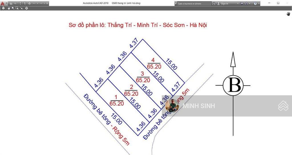 Thắng trí xã kim anh hà nội dt 65,2m2 lô góc đường trước đất rộng 4,3 m