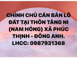 CẦN BÁN LÔ ĐẤT TẠI THÔN TẰNG NI (NAM HỒNG) XÃ PHÚC THỊNH, ĐÔNG ANH, HÀ NỘI