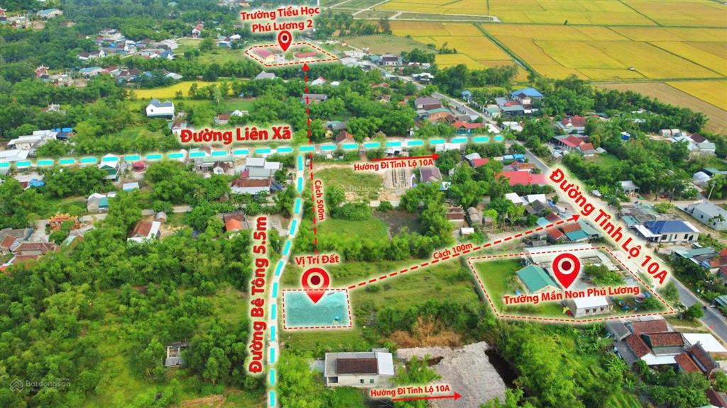 Đất f0 phú hồ huế đối lưng tỉnh lộ 1oa chỉ 495 triệu/lô