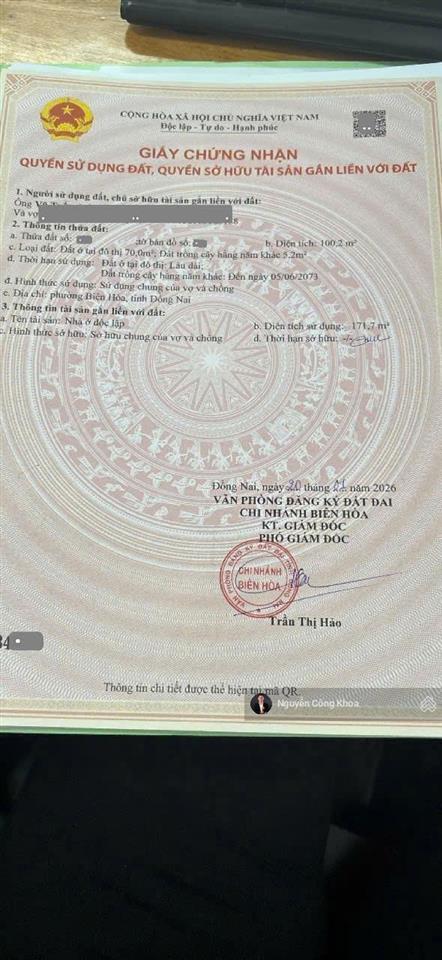 Bán nhà hoàn công, sân ô tô, phòng ngủ dưới, gần chợ tân hạnh 300m, p.tân hạnh, tp.biên hòa