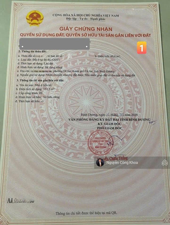 Bán nhà 1 trệt 2 lầu hoàn công, 4 phòng ngủ, kdc gần thủ đức 6km, p. dĩ an, tp. dĩ an