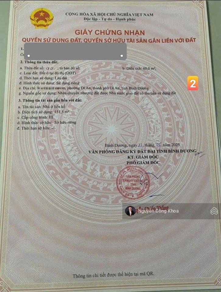 Bán nhà 1 trệt 2 lầu hoàn công, 4 phòng ngủ, kdc gần thủ đức 6km, p. dĩ an, tp. dĩ an