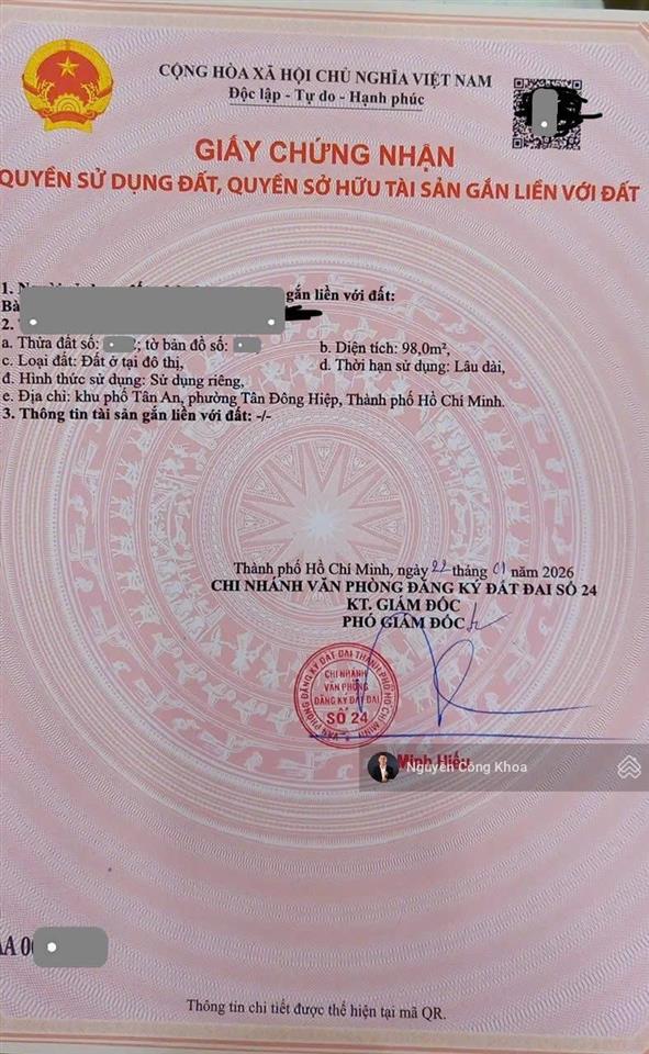 Bán đất ngang 6m, tặng dãy trọ, mặt tiền đường tân an gần ngã tư bình thung, p.tân đông hiệp, dĩ an