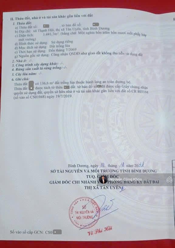 Bán đất ngang 27x53m, xây nhà vườn đẹp, 5,4 triệu/m, xung quanh là sông, p.thạnh hội, tp.tân uyên