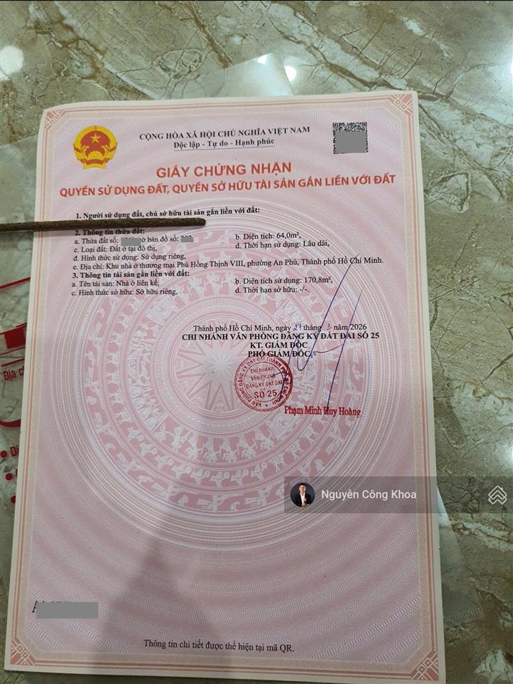 Bán nhà đúc 3 tấm, hoàn công, 4 phòng ngủ, kdc gần chợ phú phong 100m, p. bình chuẩn, tp. thuận an