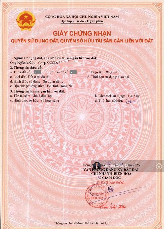 Bán nhà hoàn công, sân ô tô, phòng ngủ dưới, gần vòng xoay cầu hang 500m, p. hóa an, tp. biên hòa