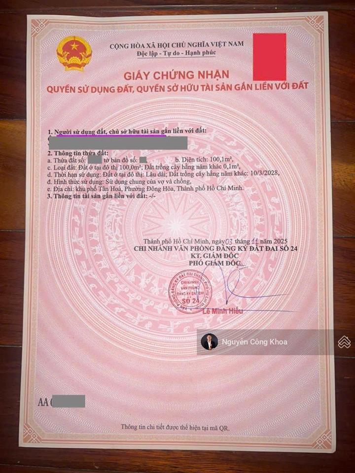 Bán đất sổ riêng, mt đường vành đai đại học quốc gia tp. hồ chí minh, p. đông hòa, tp. dĩ an