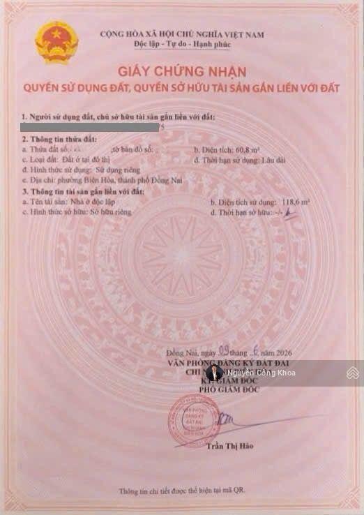 Bán nhà 1t1l hoàn công, 3 phòng ngủ, full nội thất, gần ngã tư bình trị, p. tân hạnh, tp. biên hòa