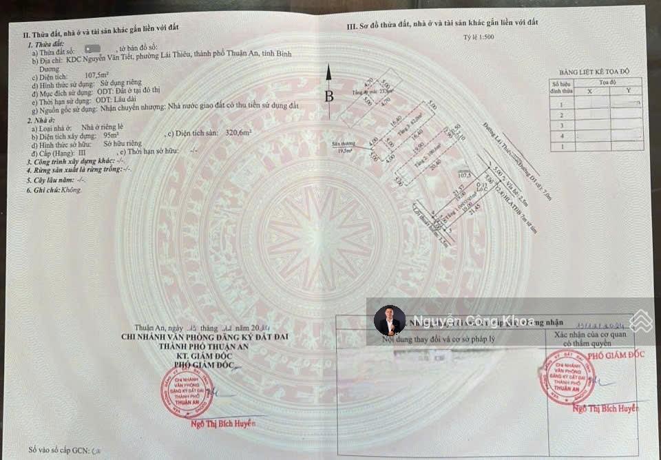 Bán nhà 1t2l 1 tum hoàn công, 5x21,5m, 3 phòng ngủ, gần chợ lái thiêu 1,5km, p. lái thiêu, thuận an