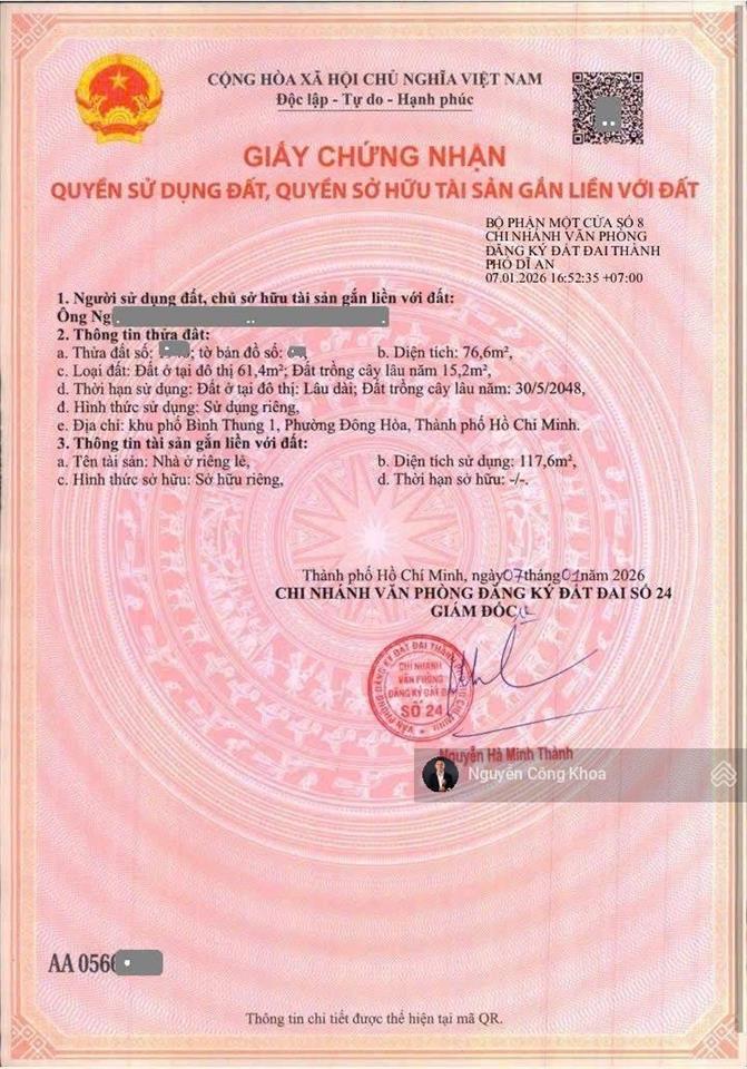 Bán nhà 1t1l hoàn công, sân ôtô, 3 phòng ngủ, gần làng đại học thủ đức, p. bình an, tp. dĩ an