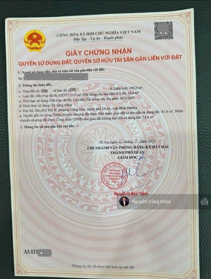 Bán đất sổ riêng, ngang 5,9m, nở hậu, gần bigc go 300m, p. đông hòa, tp. dĩ an