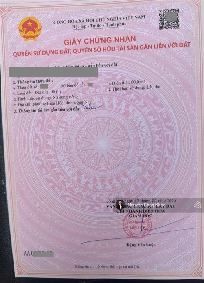 Bán nhà 1t1l hoàn công, 3 phòng ngủ, gần ngã tư bình trị 2km, p. tân hạnh, tp. biên hòa