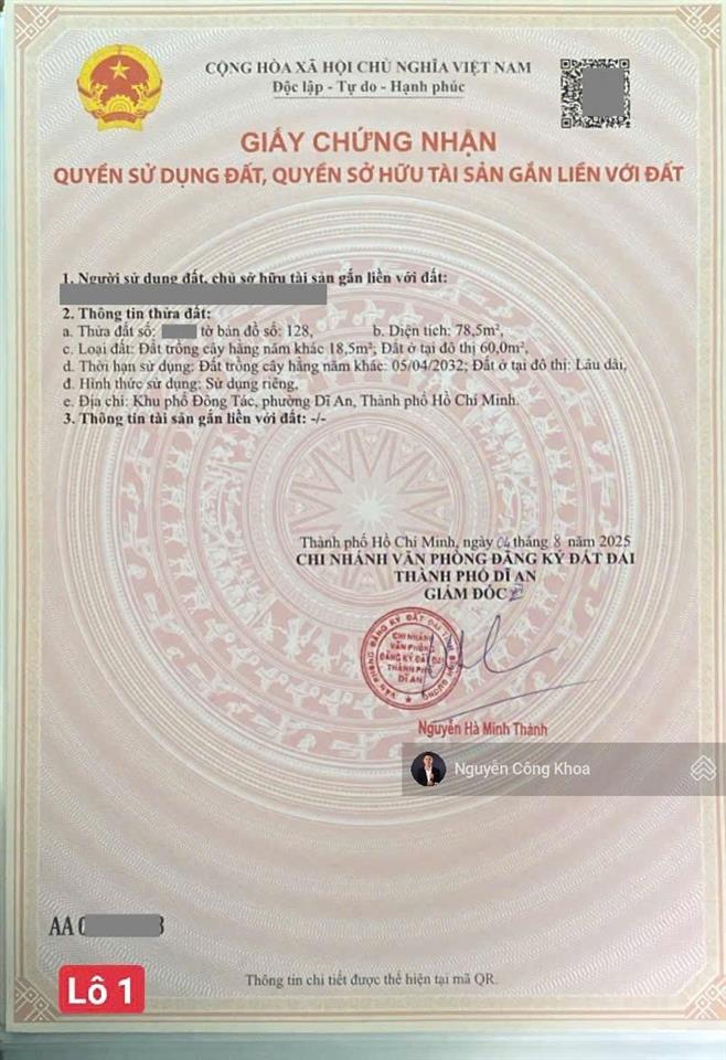 Bán đất sổ riêng, ngang 9,17m, nở hậu, đường 5m, gần chợ dĩ an 300m, p. tân đông hiệp, tp. dĩ an