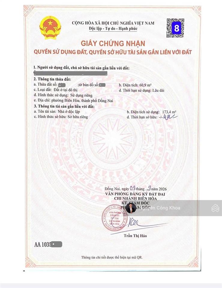 Bán nhà 1t2l hoàn công, 3 phòng ngủ, full nội thất, gần chợ tân hạnh 300m p. tân hạnh, tp. biên hòa