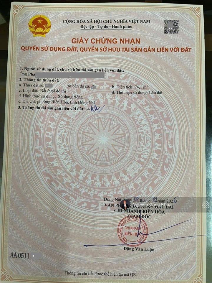 Bán nhà 1t1l hoàn công, 3 phòng ngủ, kdc gần chợ hóa an 500m, p.biên hòa, tp.đồng nai