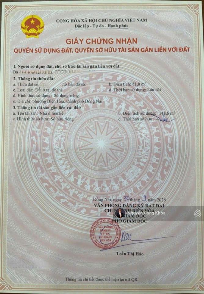 Bán nhà 1t1l hoàn công, gara ô tô, 3 phòng ngủ, gần công viên cây sung, p. biên hòa, tp. đồng nai