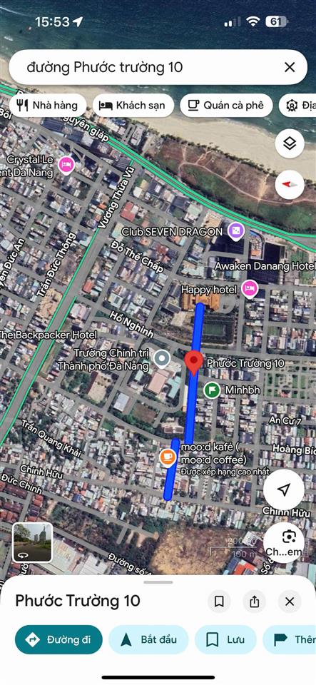 Bán lô đất 240m2 đường kiệt oto 5m chính hữu thông phước trường 10 gần biển mỹ khê