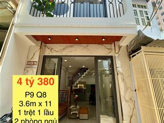 4 tỷ 380  nhà cực đẹp gần 40m2 đường hưng phú p9 q8