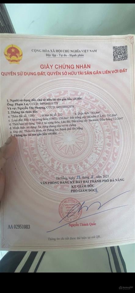 Cần bán lô đất 750m sát biển thôn hà bình cách biển vài bước chân đường ô tô thông thoáng