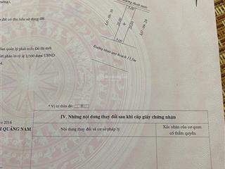 Chào bán lô mặt tiền chợ mới điện dương, dt 100m2 đường 13,5m. 2ty9, hướng nam. hợp buôn bán kd