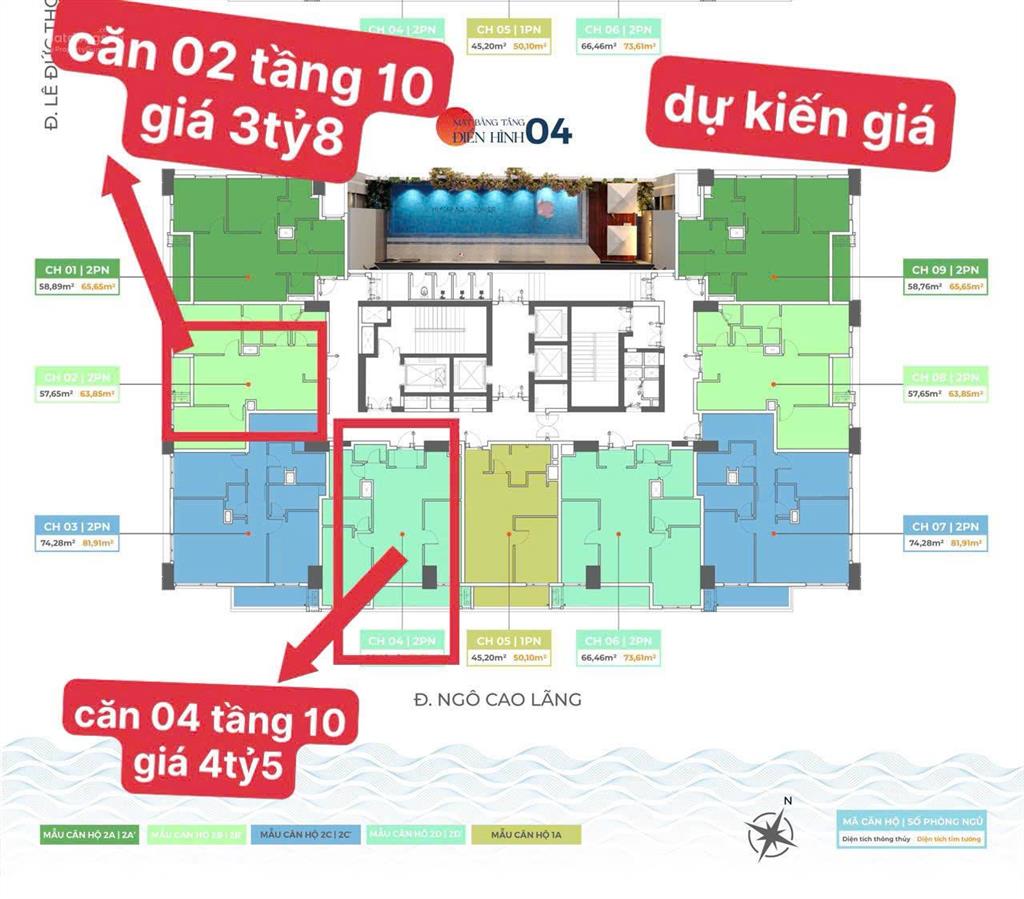 Căn hộ rẻ nhất hiyori 55 m2 giá 3,2 tỷ .  0905 042 ***