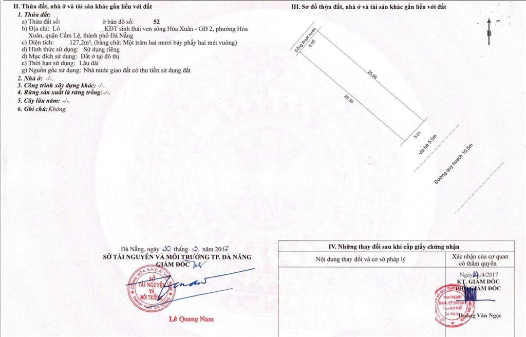 Đất 2 mặt tiền lê quảng chí trục đường huyết mạch khu đô thị hòa xuân, đà nẵng
