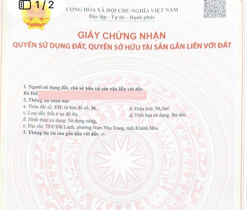 Bán lô khu dân cư đất lành nam nha trang 3,2 tỷ, đường rộng 7m ô tô ra vào thoải mái