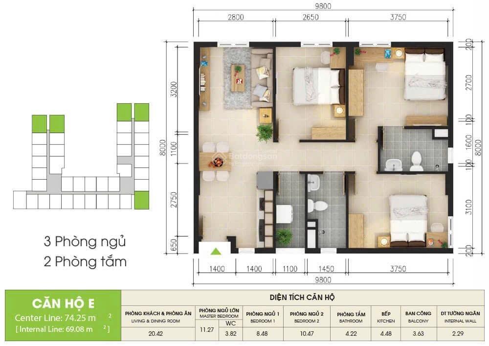 Cần bán căn hộ 3pn 2wc 74m2 cc sky 9  giảm giá 3.7 tỷ tl, view ngoại khu thoáng mát, riêng tư