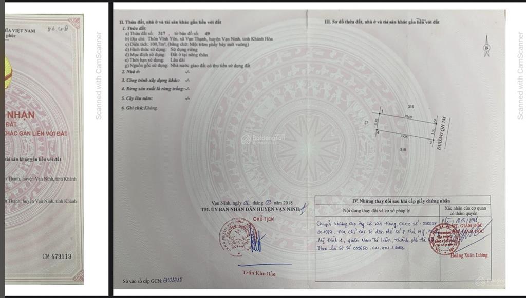 Chính chủ bán đất đối diện cv kđt dân sinh hiếm có tại kkt vân phong