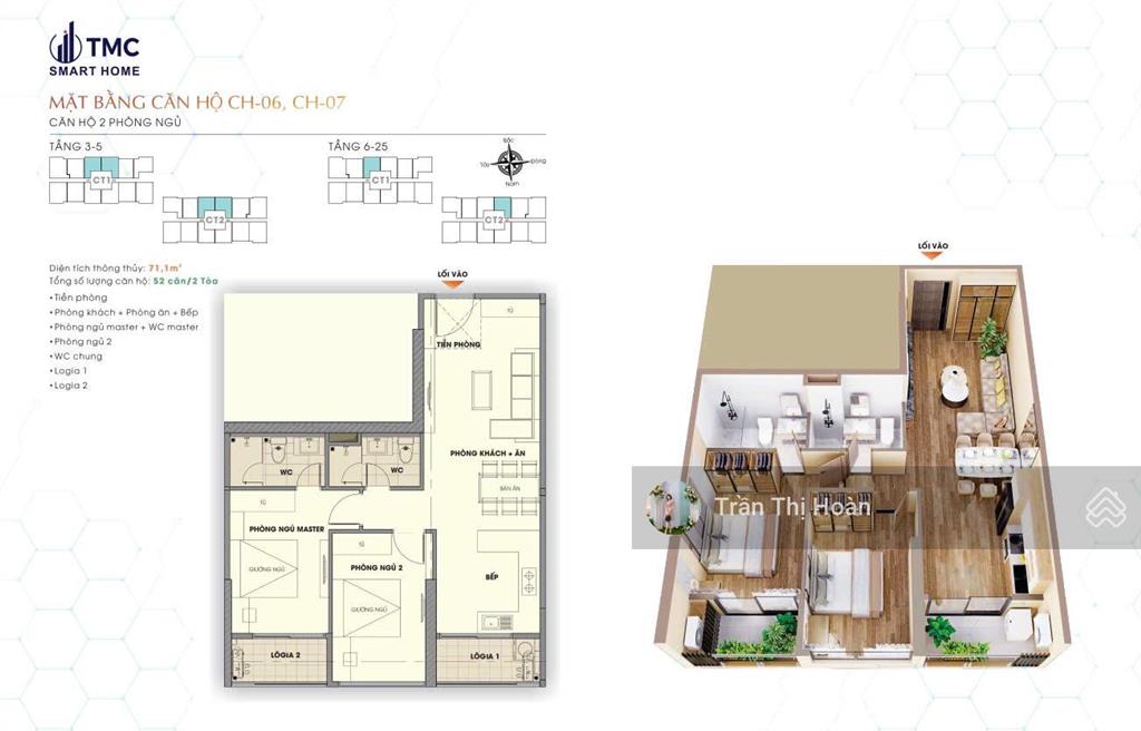 Chính chủ e cần bán căn 2 ngủ 71m chung cư tmc smart home giá nhỉnh 7 tỷ.0979 343 ***