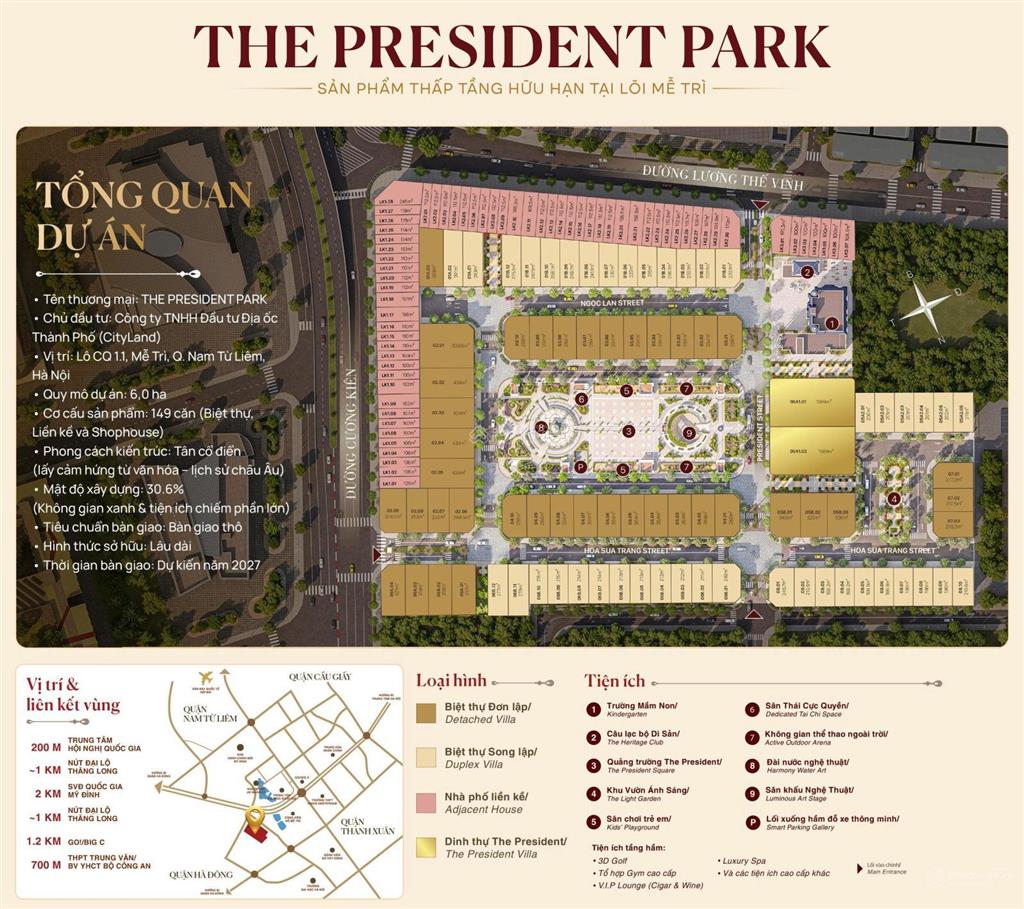 Chiết khấu đến 9% sở hữu biệt thự song lập 249m2 tại the president park